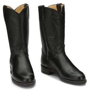 Justin Cora Black Leather Cowboy Boots Mid Western Cowgirl Boho Festival 6 B